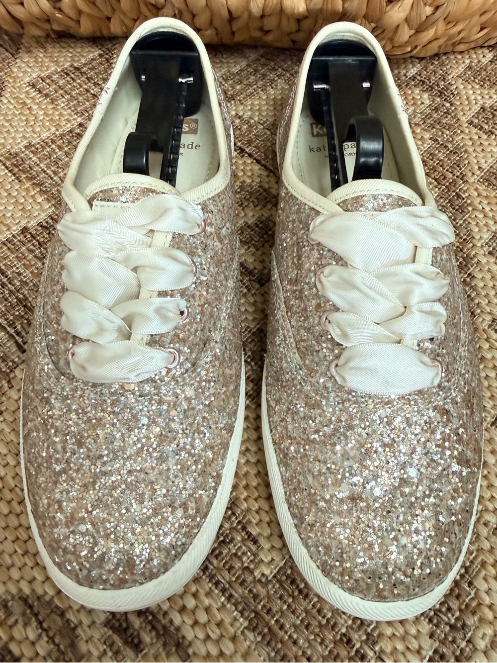 Keds x Kate Spade New York Champion Platinum Gold Glitter Sz 7 Sneakers W62870